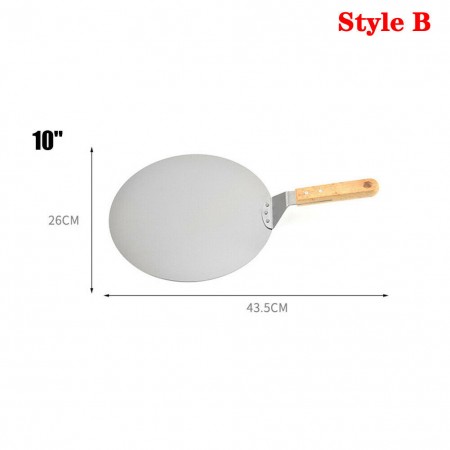 Meidong 10 Inch Stainless Steel Pizza Peel Metal Round Pizza Paddle, Large Pizza Spatula with Wood Handle for Baking Homemade Pizza and Bread